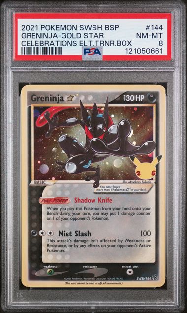 2021 POKEMON SWSH BLACK STAR PROMO #144 GRENINJA-GOLD STAR CELEBRATIONS ELT.TRNR.BOX